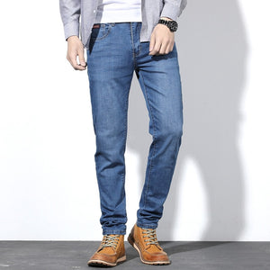 Autumn 2019 Men's Jeans Business Fashion Straight Loose Blue Stretch Denim Trousers Classic Men Plus Size28 -44 46 48