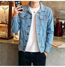 Load image into Gallery viewer, OLOME Fashion Solid Denim Jacket Mens Spring Casual Slim Fit Bomber Jackets Men Jean Jacket Mens Outwear Male Cowboy New Arrival