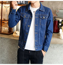 Load image into Gallery viewer, OLOME Fashion Solid Denim Jacket Mens Spring Casual Slim Fit Bomber Jackets Men Jean Jacket Mens Outwear Male Cowboy New Arrival