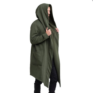 MJARTORIA 2019 New Unisex Casual Open Stitch Hooded Long Cloak Cape Coat Men Women Solid Pocket Loose Clock Coat