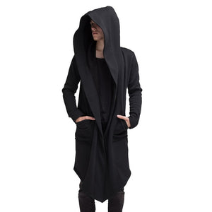 MJARTORIA 2019 New Unisex Casual Open Stitch Hooded Long Cloak Cape Coat Men Women Solid Pocket Loose Clock Coat