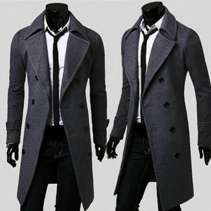 Fashion brand autumn jacket top quality long trench coat for men, slim black coat for men, khaki coat, windbreaker