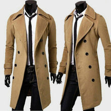 Load image into Gallery viewer, Fashion brand autumn jacket top quality long trench coat for men, slim black coat for men, khaki coat, windbreaker