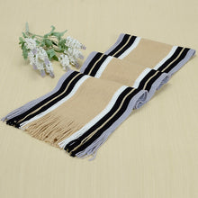 Load image into Gallery viewer, Winter designer scarf men striped cotton scarf female &amp; male brand shawl wrap knit cashmere bufandas Striped scarf with tassels