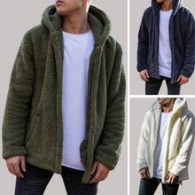 Load image into Gallery viewer, Winter Warm Men Winter Thick Hoodies Tops Fluffy Fleece Fur Jacket Hooded Coat Outerwear Long Sleeve Cardigans