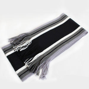 MoneRffi Winter Designer Scarf Men Striped Cotton Scarf Male Brand Shawl Wrap Knit Cashmere Bufandas Striped Scarf With Tassel