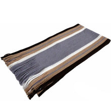 Load image into Gallery viewer, MoneRffi Winter Designer Scarf Men Striped Cotton Scarf Male Brand Shawl Wrap Knit Cashmere Bufandas Striped Scarf With Tassel