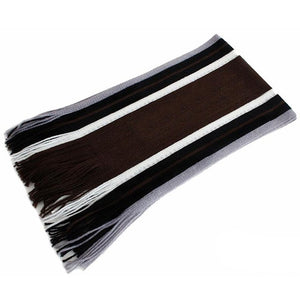 MoneRffi Winter Designer Scarf Men Striped Cotton Scarf Male Brand Shawl Wrap Knit Cashmere Bufandas Striped Scarf With Tassel